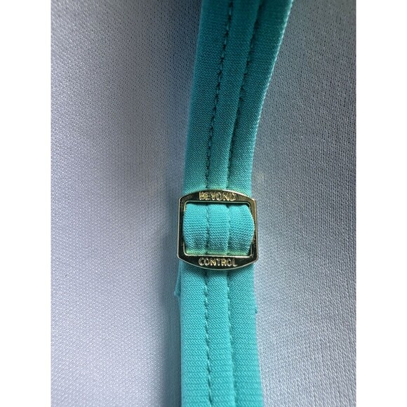 Beyond Control Women's Solid V-Neck Button-Detail One-Piece Swimsuit BlueTeal 14 - Picture 8 of 10